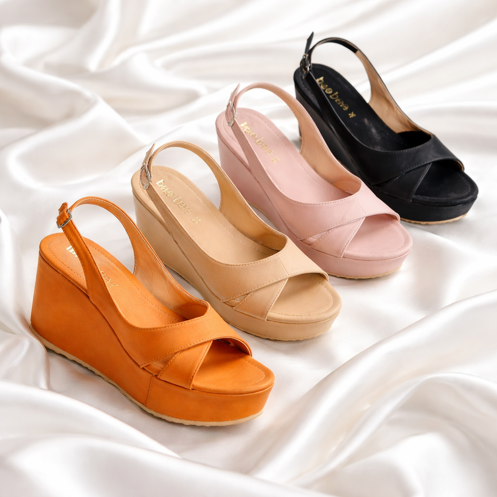 Bb Wedge Heel Shoes, Strap-On Style, 3 Inch High Heel, Women's Shoes Fashionable Shoes, Cheap Price ราคา 249 บาท*ส่งฟรี
