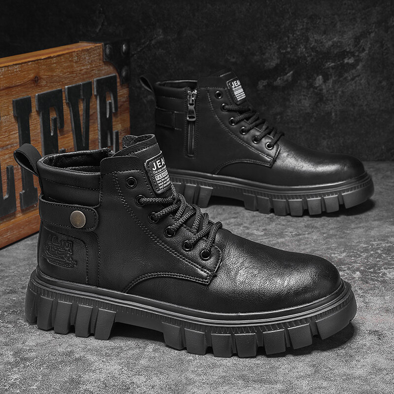 MANPI | Vintage Thick Sole Mens Boots Leather ราคา 3,104 บาท*ส่งฟรี