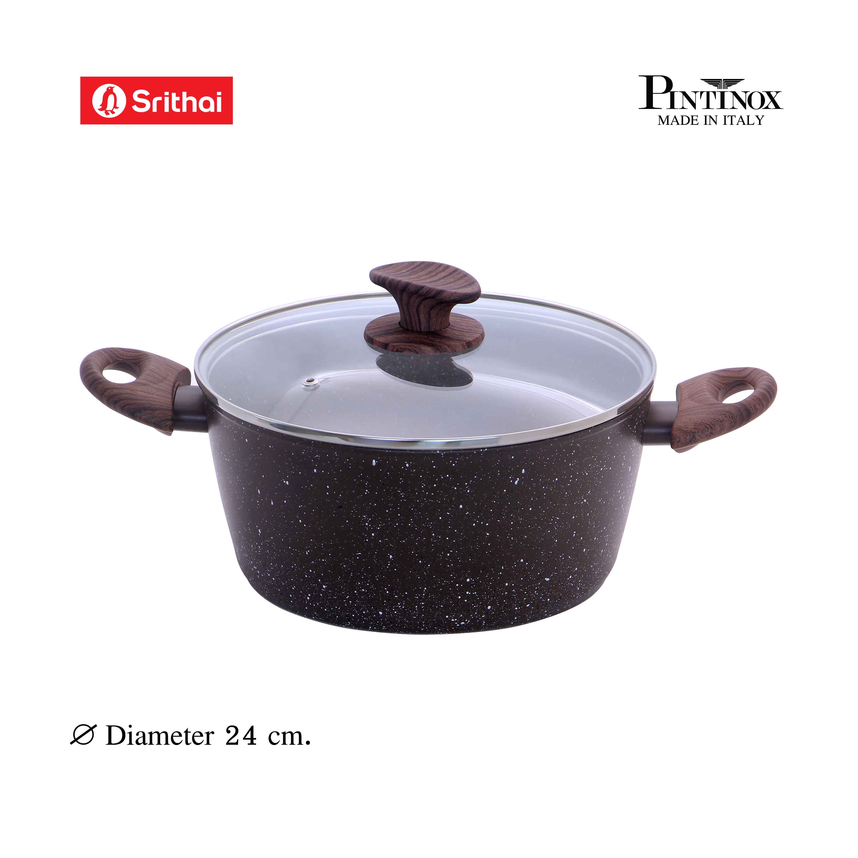 Srithai Pintinox รุ่น CHALET หม้อ 2 หู+ฝาแก้ว ขนาด 24 ซม. ราคา 2,432 บาท*ส่งฟรี