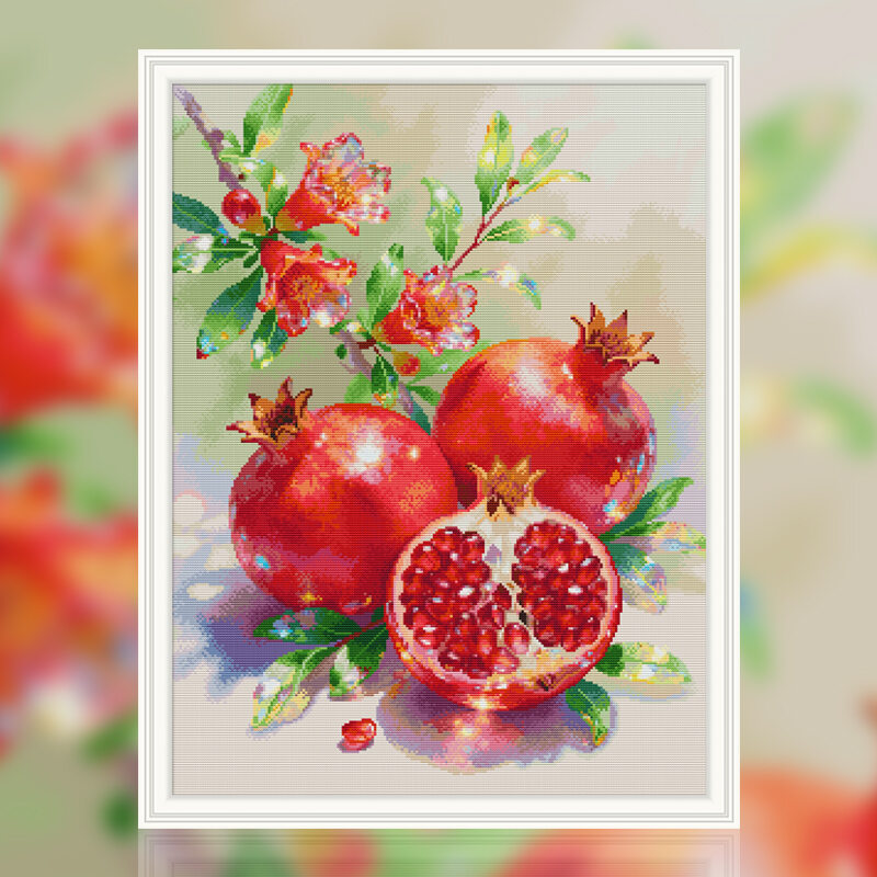 CHUNTIANSHIZIXIU | งานฝีมือปักครอสติชลายทับทิมฤดูใบไม้ผลิ ปักเต็ม 2026 ใหม่