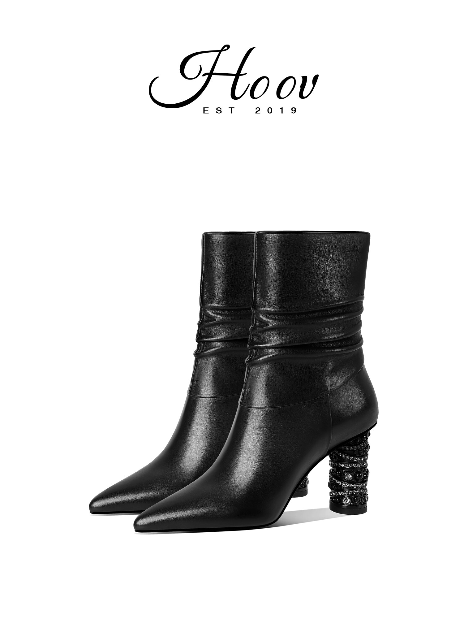 HOOV | Soft Leather Diamond Pointed High Heel Boots ราคา 8,391 บาท*ส่งฟรี