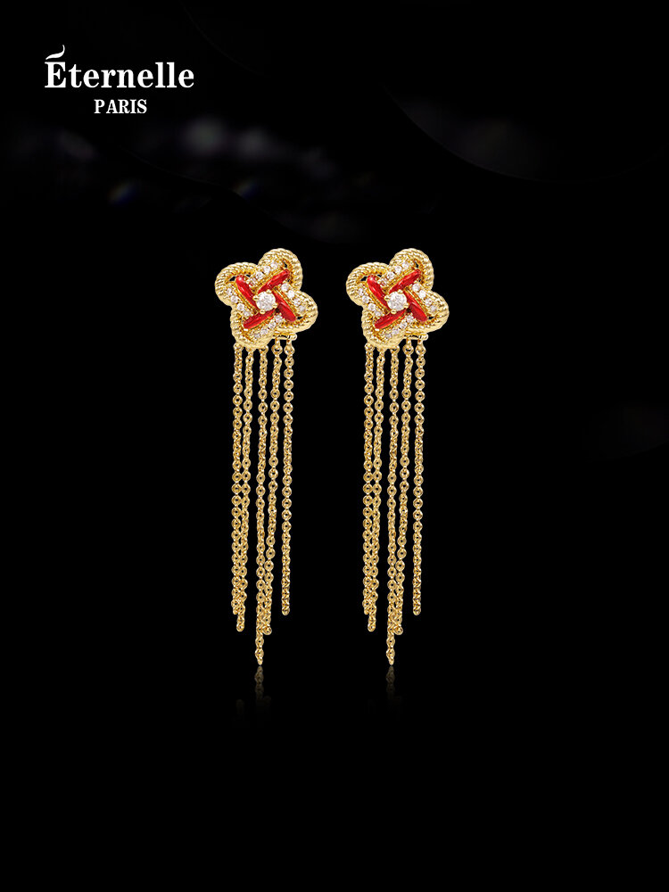 [Eternelle | Eternelle French Eternal Knot Earrings Autumn Winter High Fashion New Year Red Tassel Women's Jewelry Fresh Out Original Design,Eternelle | Eternelle French Eternal Knot Earrings Autumn Winter High Fashion New Year Red Tassel Women's Jewelry ราคา 2,643 บาท*ส่งฟรี