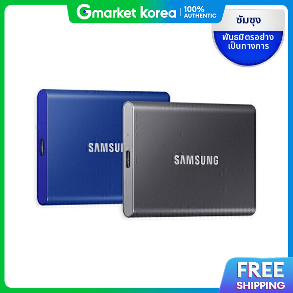 Samsung | Officially Certified Portable External Ssd T7 2Tb Mu-Pc2T0H/Ww Blue + Genuine Pouch_K ราคา 18,504 บาท*ส่งฟรี