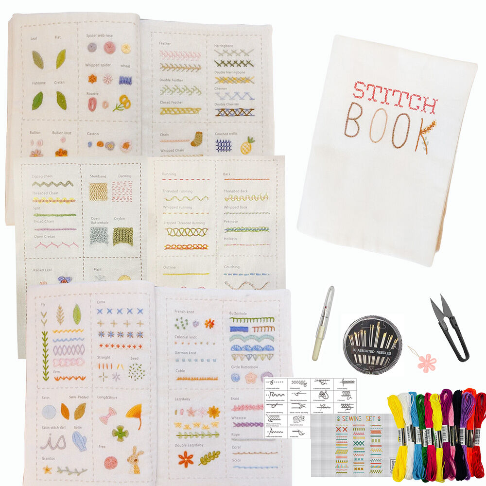 หนังสือเย็บปักถักร้อยสําหรับผู้เริ่มต้นหนังสือเย็บสร้างสรรค์ DIY เย็บหนังสือรูปแบบหนังสือชุดเย็บปักถักร้อย