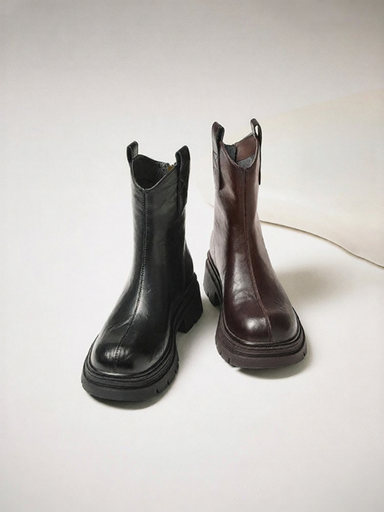 belle | Retro Fleece-Elastic Short Boots Thick Heel ราคา 3,790 บาท*ส่งฟรี