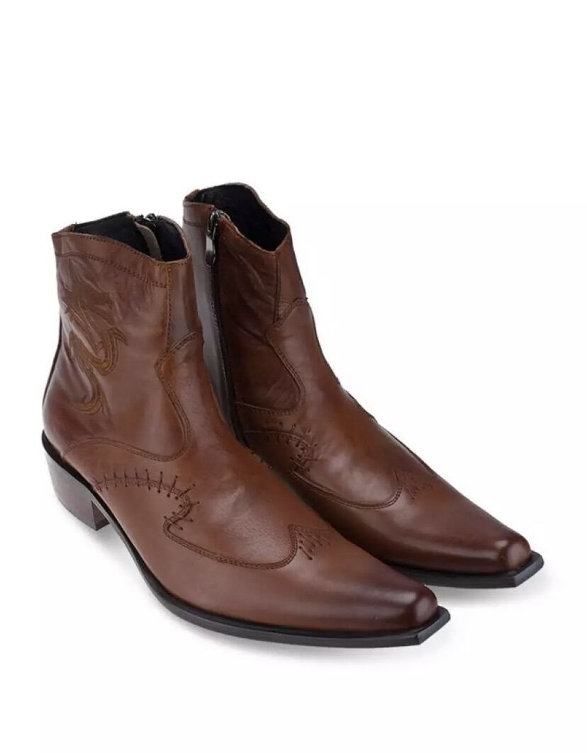 Mac & Gill - Brown Classic Leather Boots รองเท้าบู๊ทหนังแท้ Cowboy