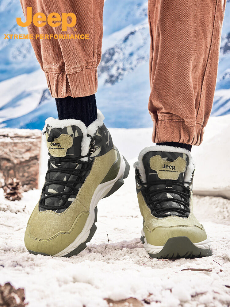 Jeep | Jeep Men's Outdoor Snow Boots Anti-Slip Mountain Climbing Shoes Wear-Resistant Warmth Shock Absorption Rubber Outsole ราคา 3,823 บาท*ส่งฟรี