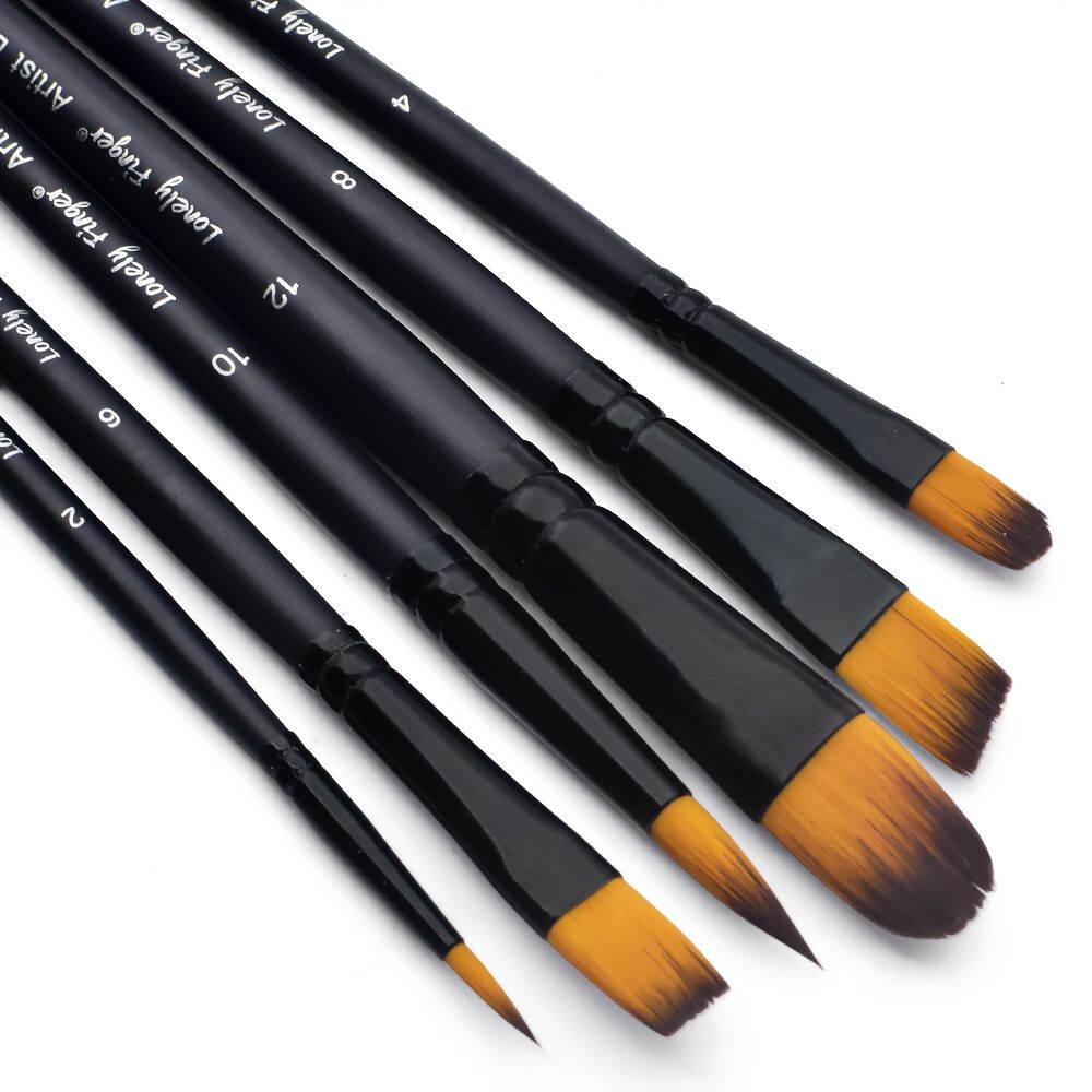 ชุดแปรงทาสีอะคริลิค 6/24 ชิ้น หัวแปรงไนลอนหลากหลายแบบ สำหรับสีอะคริลิค สีน้ำมัน สีน้ำ สี gouache ชุดอุปกรณ์วาดภาพระดับมืออาชีพ