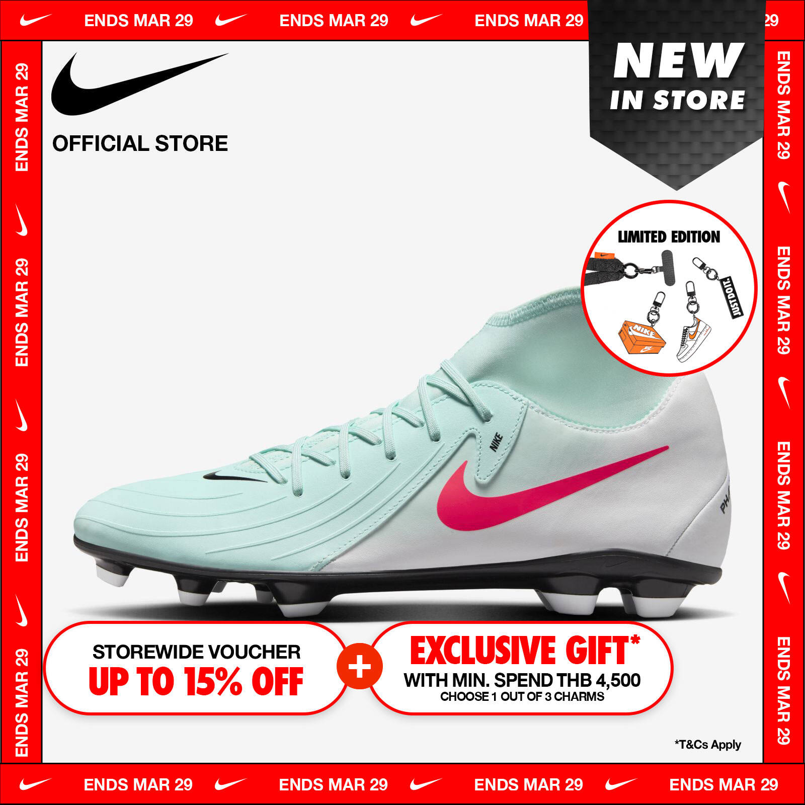Nike Men's Phantom Luna II Club Fg/Mg Shoes - Mint ไนกี้ รองเท้าสตั๊ดฟุตบอลหุ้มข้อสูง - สีมินต์ ราคา 2,700 บาท*ส่งฟรี