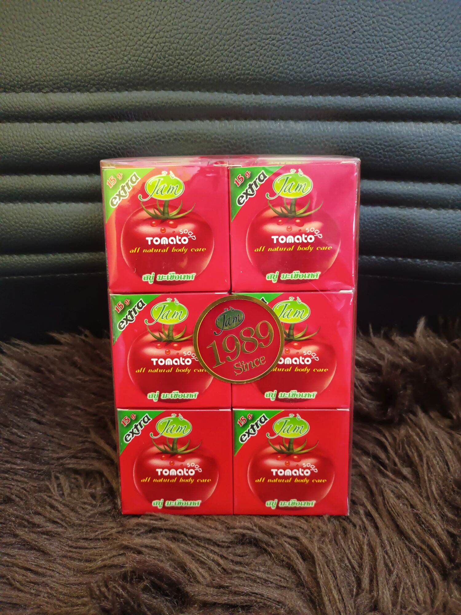 แจม jam soap สบู่แจมมะเขือเทศ (1 แพ็คมี 12 ก้อน) ลดสิว ฝ้า กระ จุดด่าง