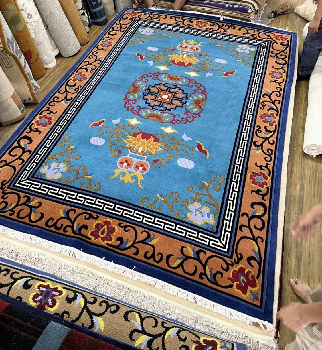Tibetan Design Carpet Size 2X3 Mt Wool Size 2X3 Mt Hand Made Hand Knotted in Nepal
