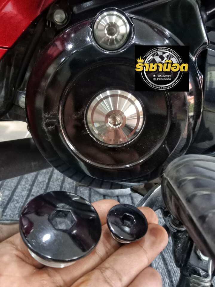 น็อตอุดจานไฟ Honda อุดจานไฟสแตนเลส ฝาปิดรูจานไฟ ลายเกลี้ยงปีก Wave,Dream,Sonic (ราคาต่อคู่) ราคา 150 บาท*ส่งฟรี