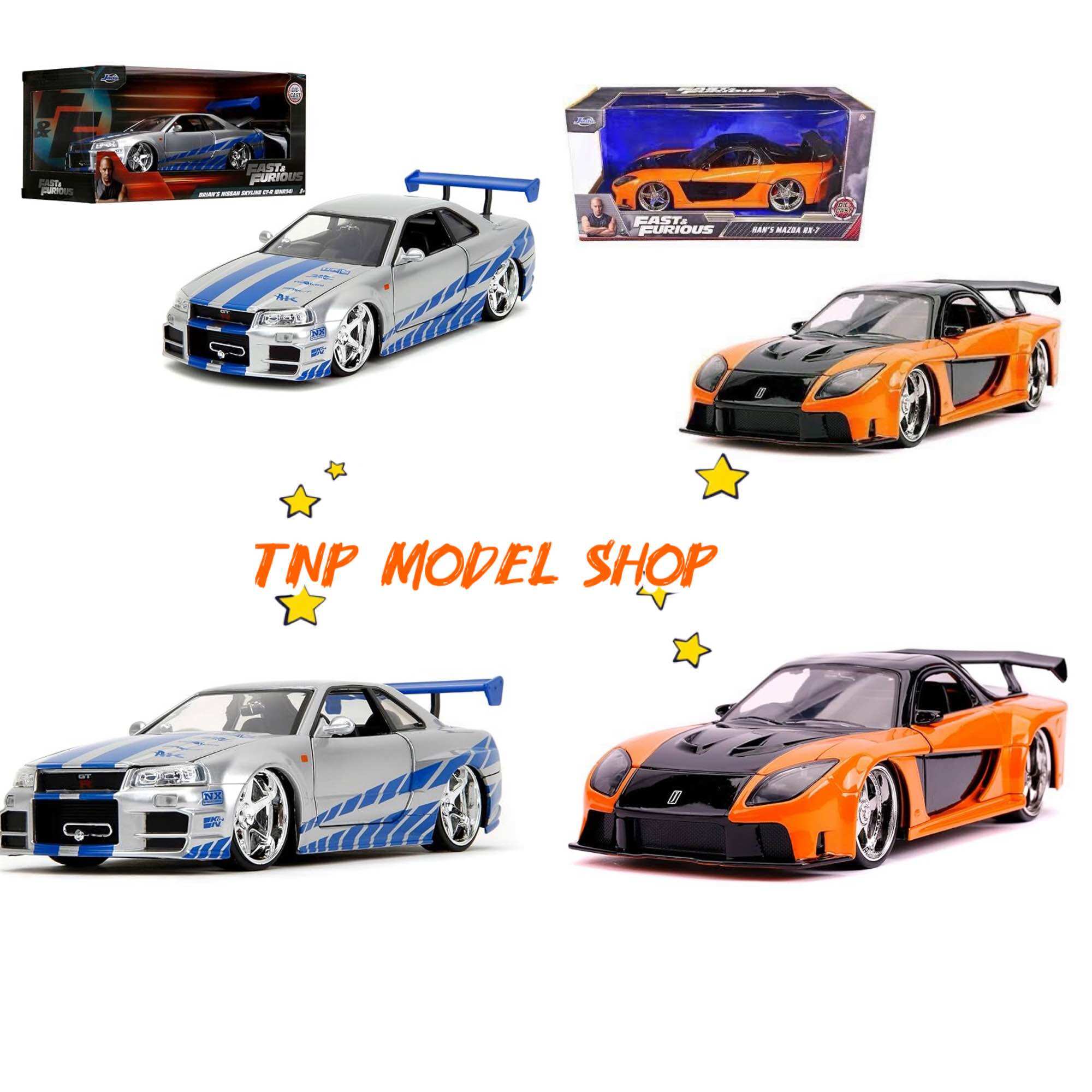 Metal Car Model Fast&Furious Nissan Skyline R34 - Mazda Rx-7 1/24 Products Ready for Delivery. 🇹 🇭 ราคา 1,390 บาท*ส่งฟรี