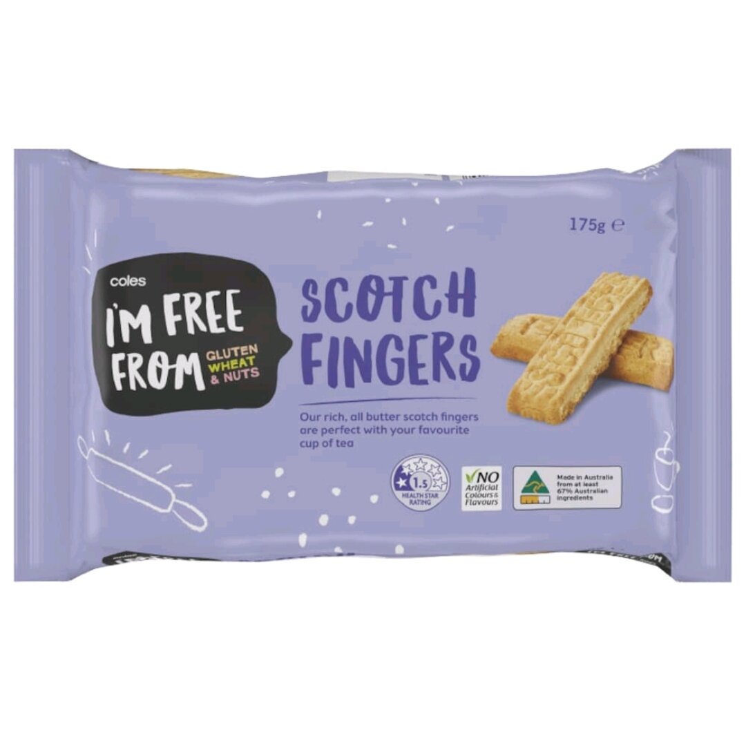 โคลส์ คุกกี้ฟิงเกอร์เนย ไม่มีกลูเตน ข้าวสาลี ถั่ว Coles Butter Scotch