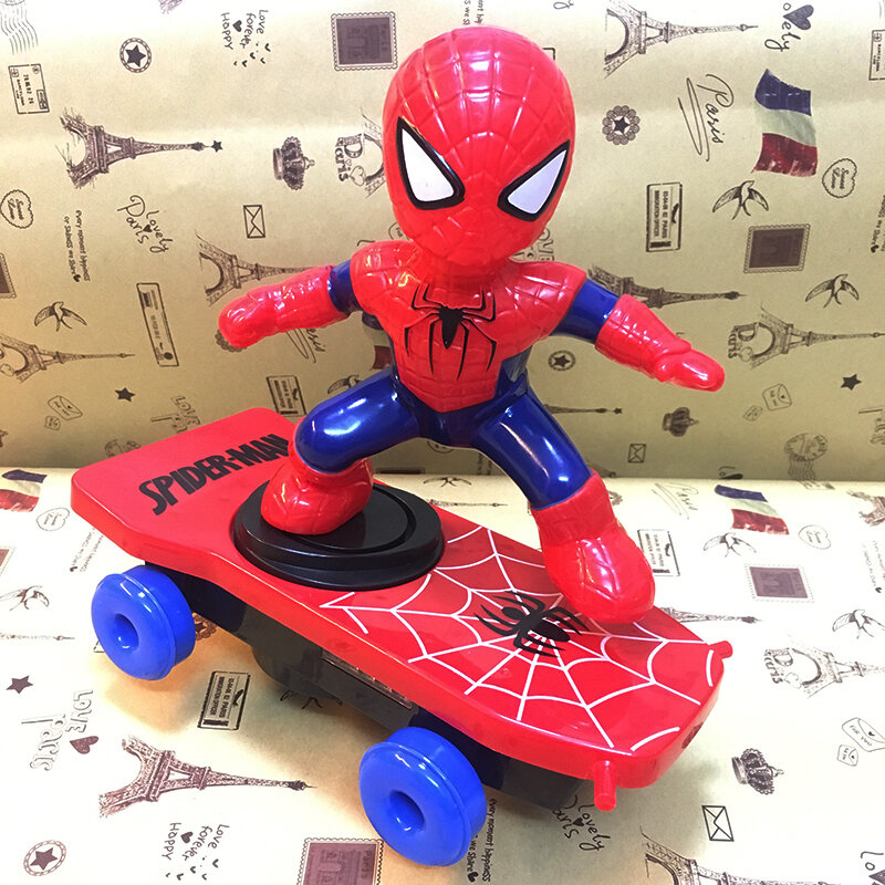 Spiderman Skateboard That Can Fall And Get up Again Children's Toy Electric Remote Control Animal Character Inertial Toy