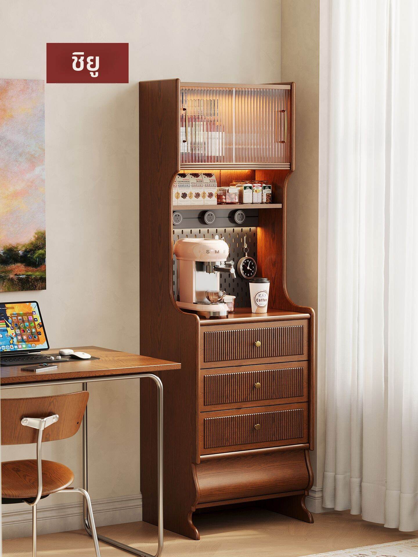 Retro Multifunctional Solid Wood Storage Cabinet