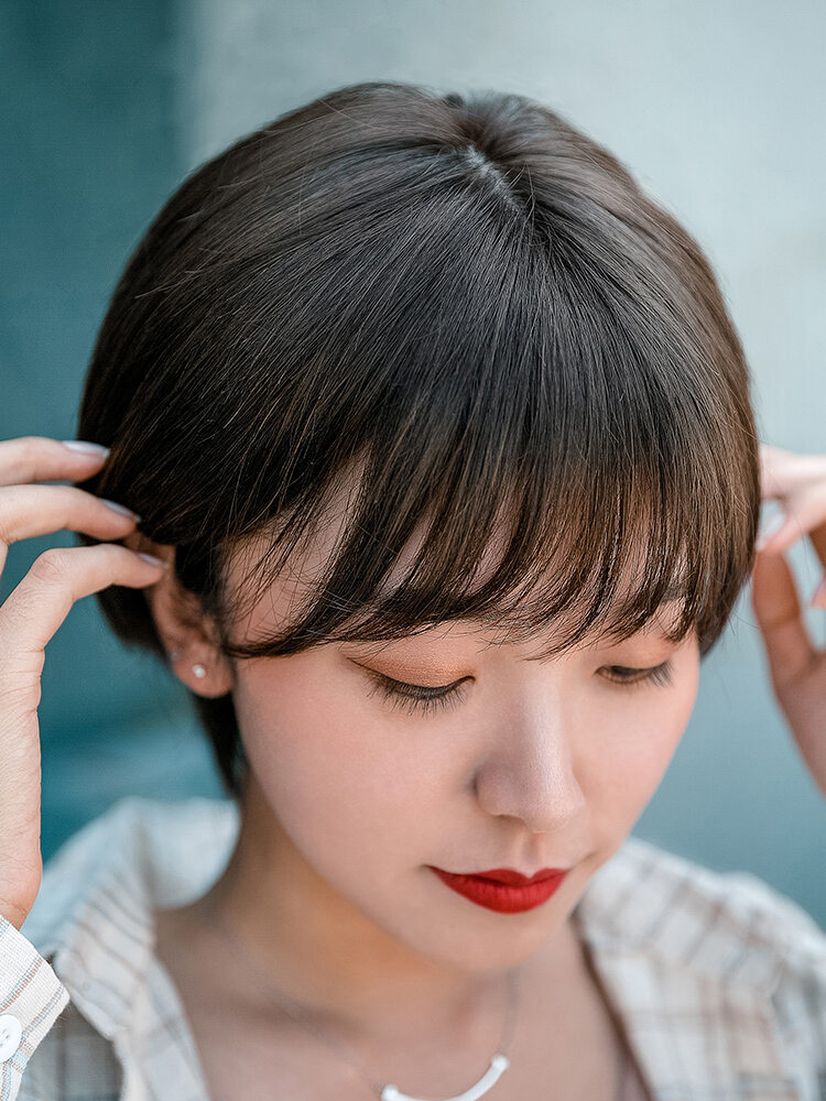 Afuluodi | Natural Short Hair Wig With Air Bangs Face Shaping ราคา 10,442 บาท*ส่งฟรี