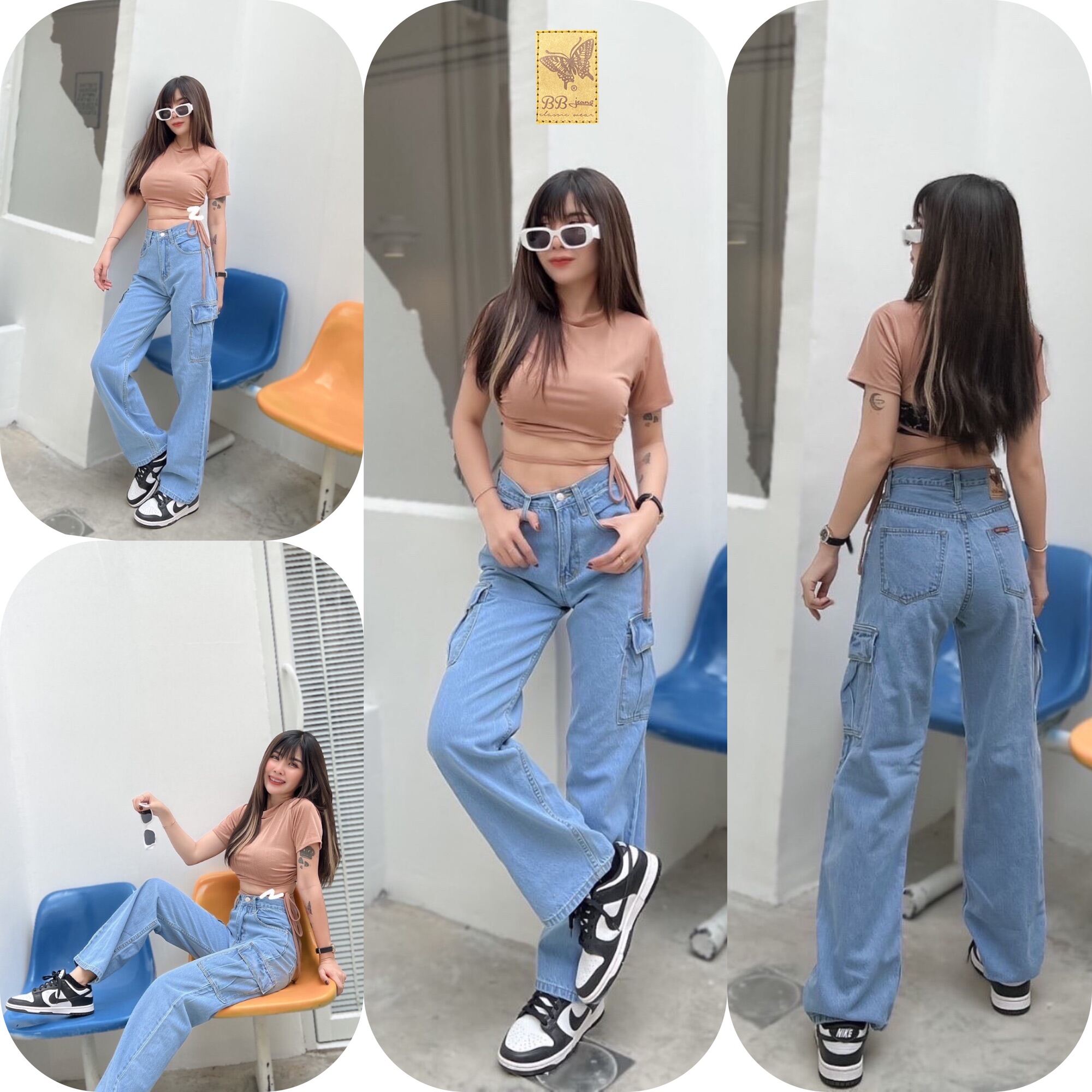 กางเกงยีนส์คาโก้เอวสูงงานป้ายBB Jeans สินค้าขายดีพร้อมส่ง🚚 Lazada.co.th