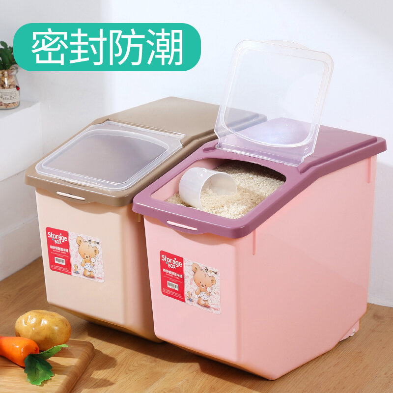-Rice Bucket Household Sealed Bucket Flour Storage Tank Pest Control ...
