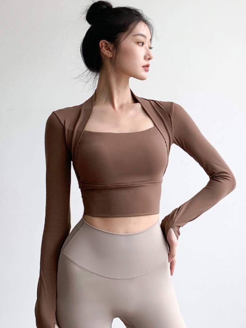 Long Sleeve Yoga Top Short with Pads