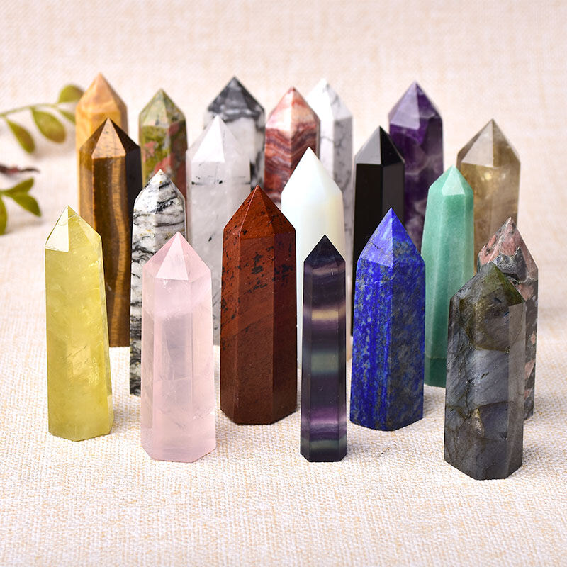 ขัดหินธรรมชาติคริสตัล Wand Amethyst Rose Quartz Healing Stone Energy Ore Mineral งานฝีมือตกแต่งบ้าน 1PC