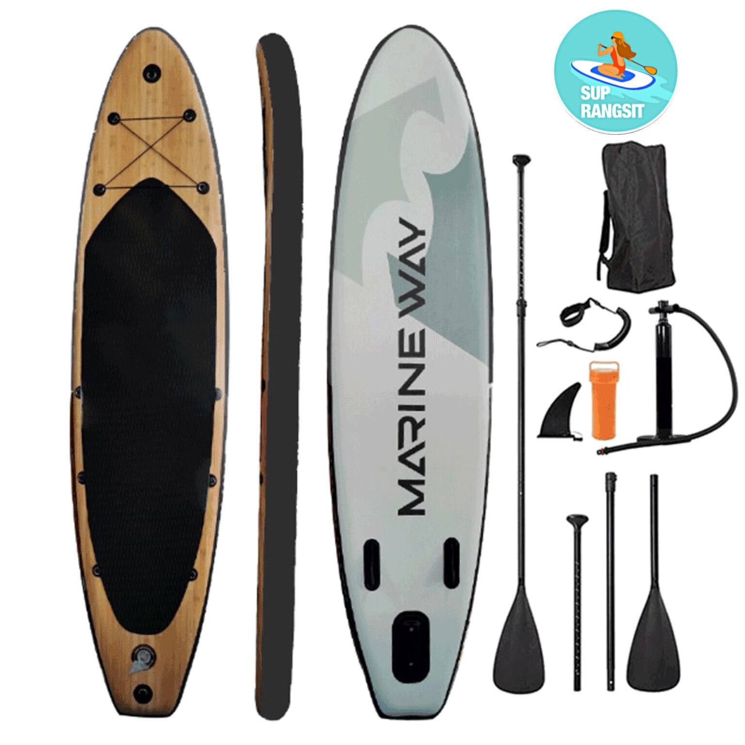 พร้อมส่ง 1-2วันได้ของ sup board ลายไม้ stand up paddle board บอร์ดยืนพาย ซับบอร์ด บอร์ดลม ได้ของใช้ยกชุด