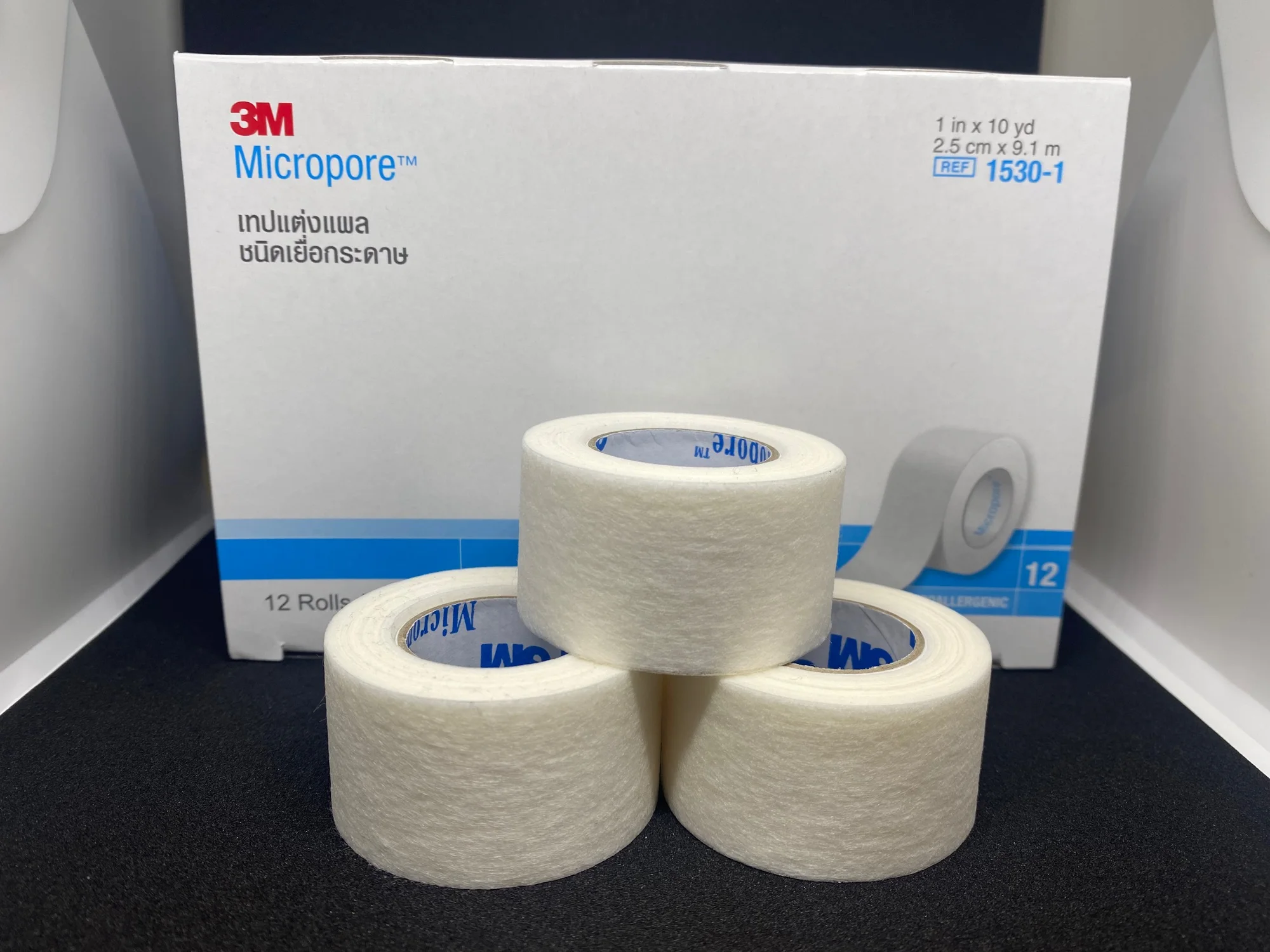3M Micropore เทปแบ่งขาย 1 ม้วน จากแพ็คยกกล่อง แทปแต่งแผลเยื่อกระดาษ ความยาว 10 หลา