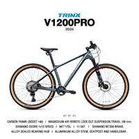 TRINX V1200PRO (New 2026) เสือภูเขาล้อ 29″ เกียร์ DEORE 12SP กะโหลกกลวง BOOST 148 แกนสอด ThruAxle โช้คลมรีโมท Lock เฟรม Carbon