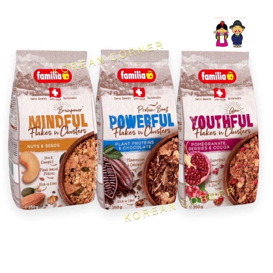 Familia Plant Based Protein Muesli Nuts Seeds Pomegranate Berries Cocoa