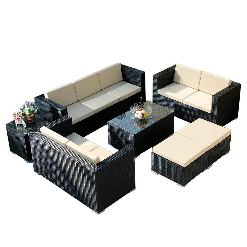 MEIDIHUAFU | Rattan Sofa Outdoor Furniture Set Garden Patio Leisure Chairs