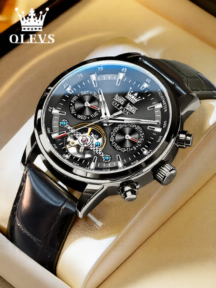 [OLEVS | Men's Mechanical Watch Multi-Function Openwork Night Light,OLEVS | Men's Mechanical Watch Multi-Function Openwork Night Light,] ราคา 3,132 บาท*ส่งฟรี