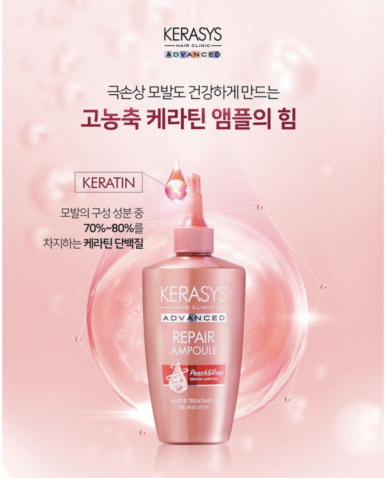 🍑ทรีตเม้นต์keratin กลิ่นพีชกุหลาบผมหอมมาก..KERASYS advanced repair ampoule (Keratin hair pack