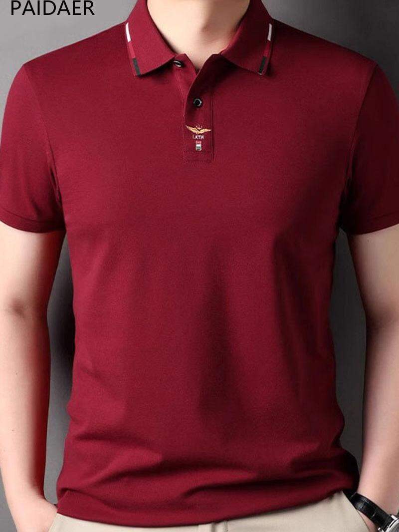เสื้อยืดแขนสั้นผู้ชาย คอโปโล ทรงหลวม สีแดง ผ้าฝ้ายแท้ ระบายอากาศได้ดี ทรงบาง ลำลอง สำหรับใส่ไปทำงานในช่วงฤดูร้อน ราคา  21,377 บาท*ส่งฟรี