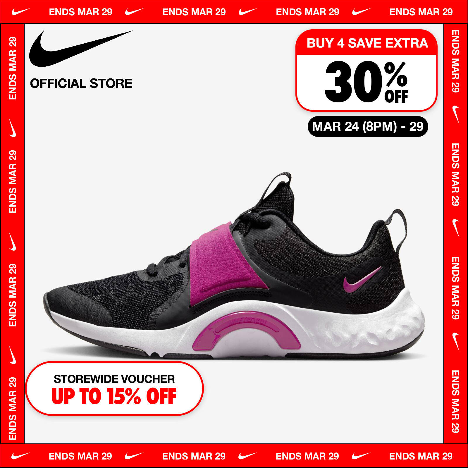 Nike Women's Renew In-Season TR 12 Shoes - Black ราคา 2,700 บาท*ส่งฟรี