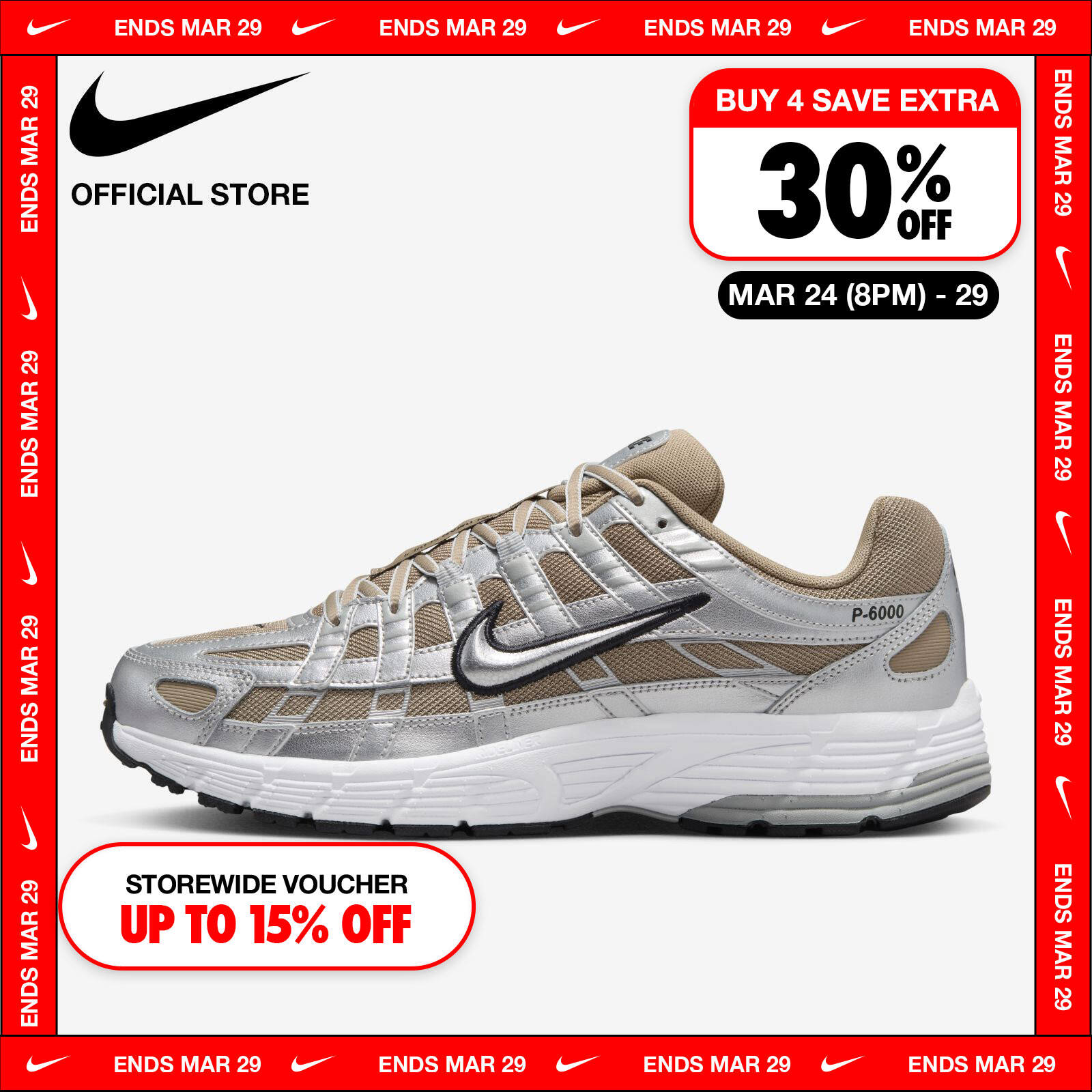 Nike Men's P-6000 Shoes - Khaki ราคา 3,600 บาท*ส่งฟรี