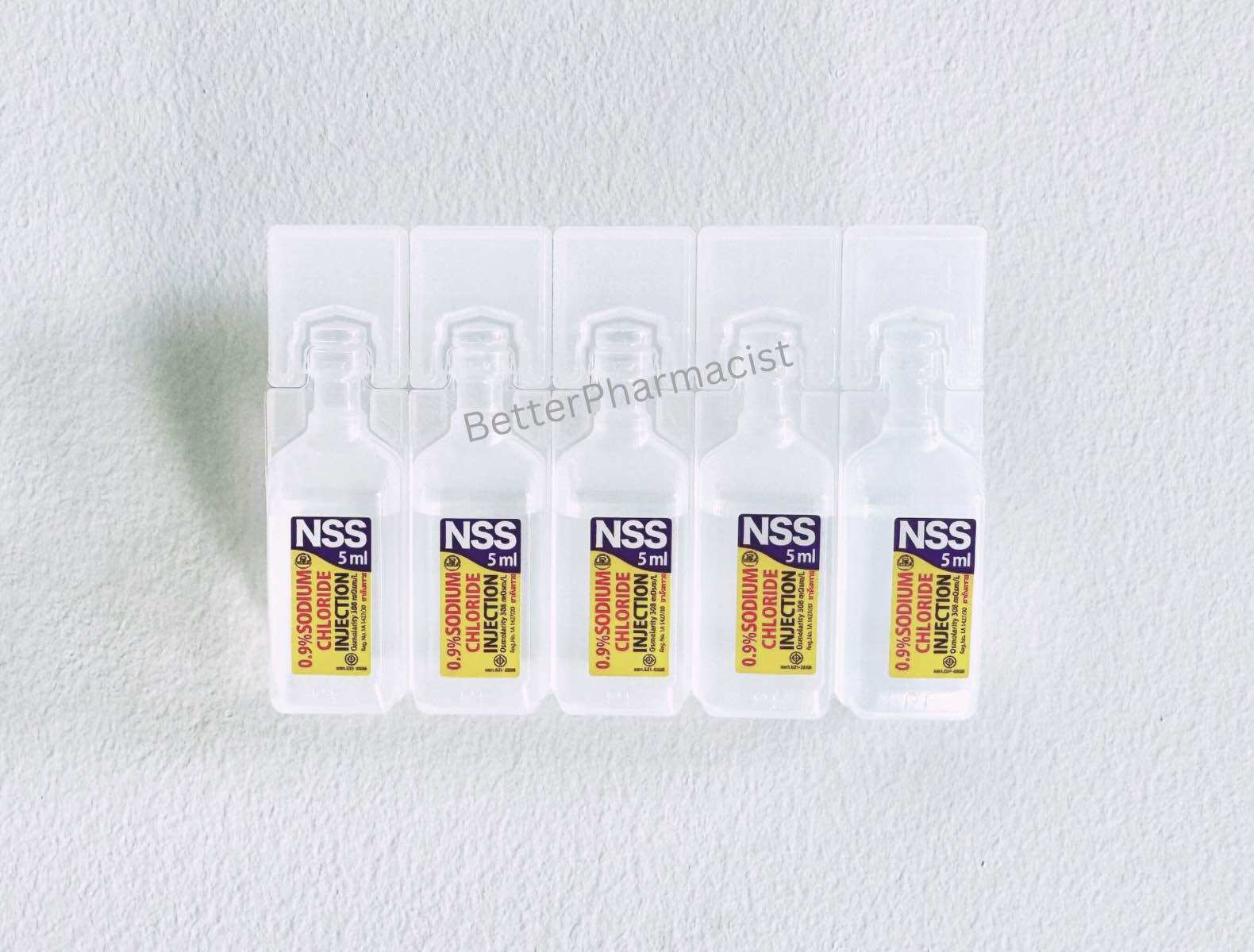 NSS 5 ml น้ำเกลือกระเปาะ ปราศจากเชื้อ ล้างแผล ล้างจมูก หยอดจมูก พ่นจมูก 5 กระเปาะ nebules [พร้อมส่ง]