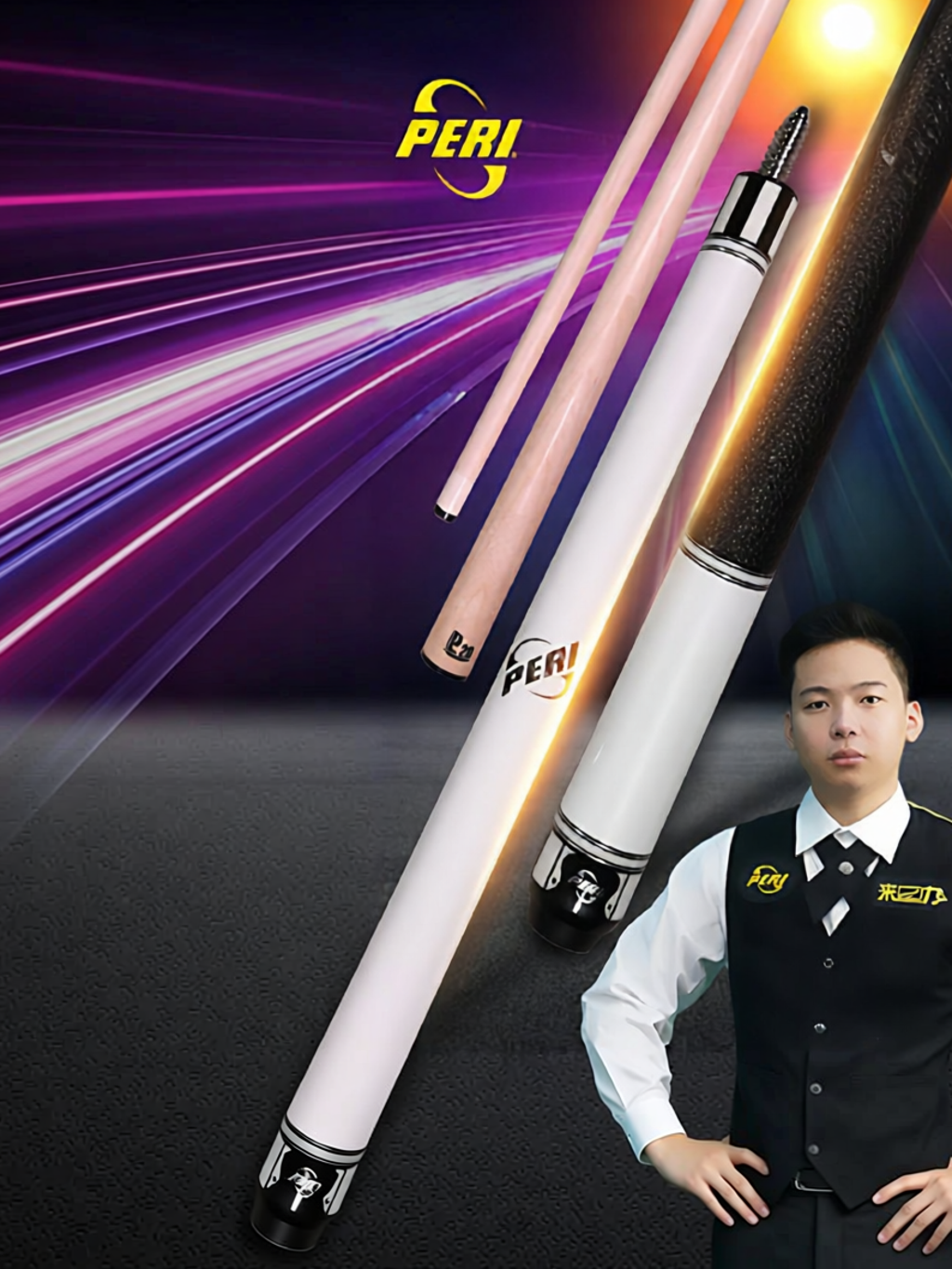 PERI | New Quick Action Large Headed Maple Wood Lotus Black 8 Ball Cue ราคา 13,316 บาท*ส่งฟรี