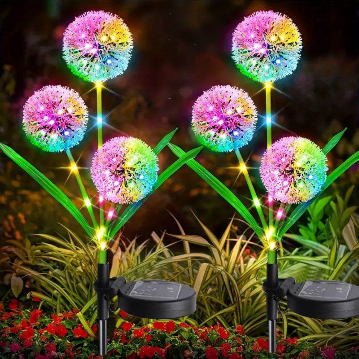 ไฟสวน LED ดอกแดนดิไลอันพลังงานแสงอาทิตย์ การตกแต่งแสงกลางแจ้งที่รื่นเริง