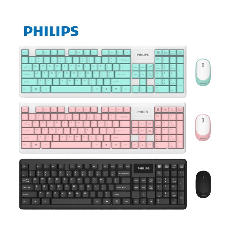 ⚡?ด่วน!⚡?Philips SPT C314  ชุดคีบอร์ดเมาส์ไร้สาย Wireless keyboard mouse Combo set ของแท้100% รับประกัน1ปี