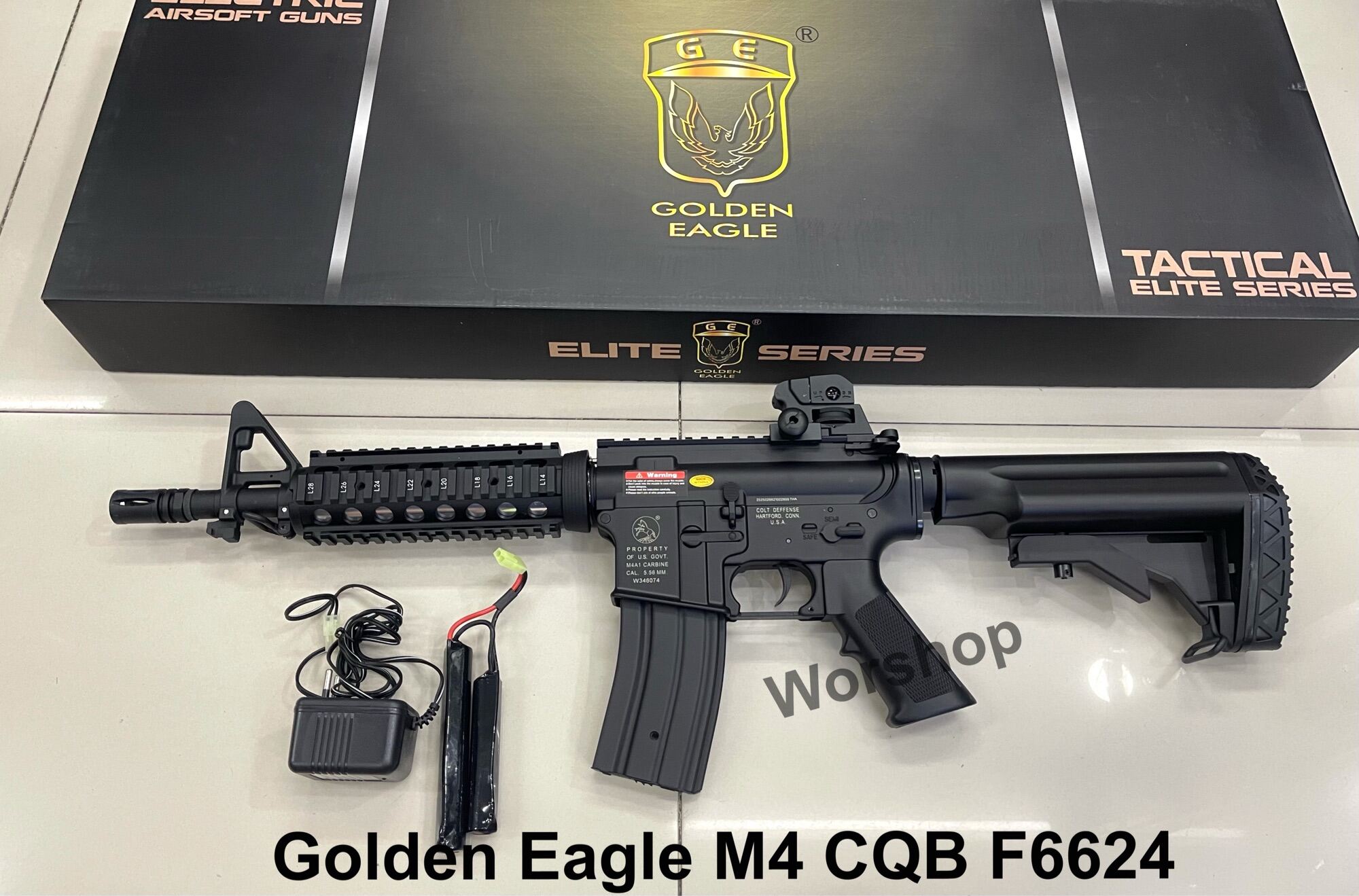 ปืนยาวปืนบีบีกันไฟฟ้าใช้แบตเตอรี่ Golden Eagle M4 CQB ABS พร้อมชุดแบตเตอรี่พร้อมเล่น ปืนยาว ราคาถูก มีอะไหล่รองรับ สามารถเก็บเงินปลายทางได้