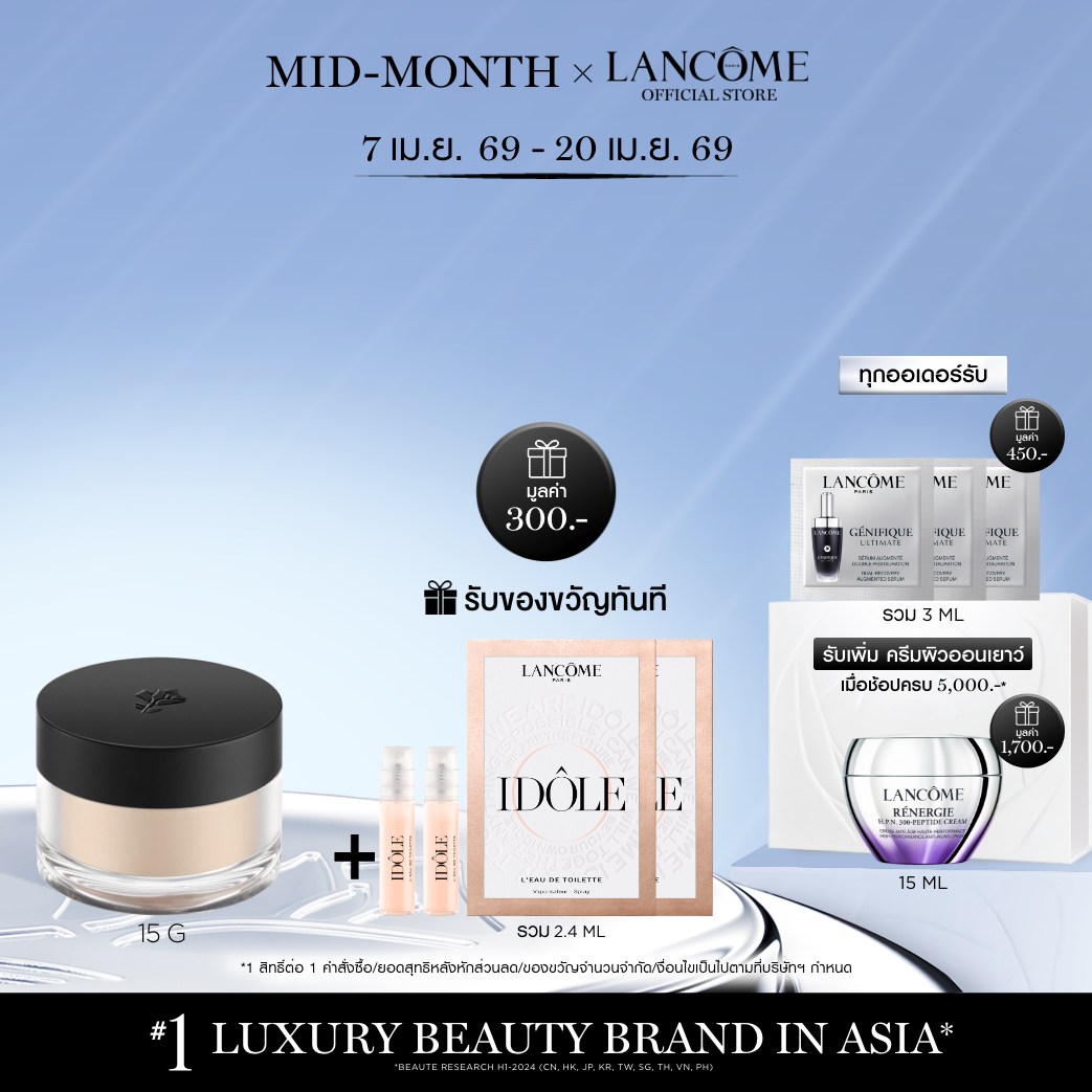 LANCOME TEINT IDOLE TRANSLUCENT LOOSE SETTING POWDER 15 G ลังโคม แป้งฝุ่นคุมมัน เนื้อเนียน ละเอียด