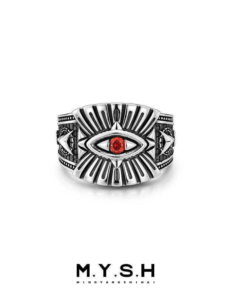 MINGYANGSHIHAI | Pure Silver Retro All-seeing Eye Ring ราคา 6,904 บาท*ส่งฟรี