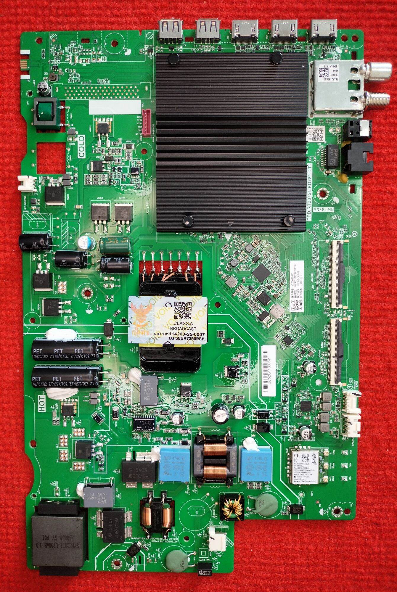 Lg Tv Motherboard Model 55Ua7350Psb, Tpd.Rt2875T.Pd781(t), 100% Genuine, Second-Hand, in Good Condition, Tested before Shipping. ราคา 2,080 บาท*ส่งฟรี