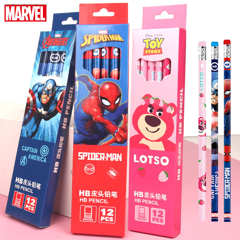 Disney | ดินสอ HB แบบการ์ตูนพร้อมยางลบ 12 แท่ง