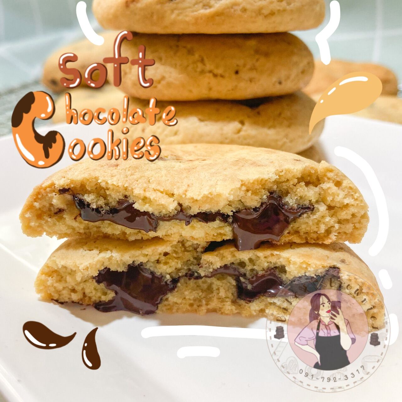 คุกกี้ช็อกโกแลตลาวา ชิ้นยักษ์???? [บรรจุ8ชิ้น ] Soft Cookies Lava????อบ ...