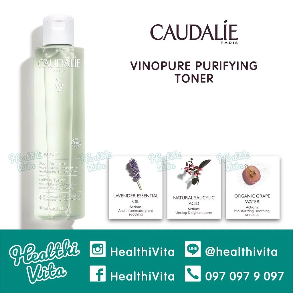 CAUDALIE Vinopure Clear Skin Purifying Toner 200 ml.