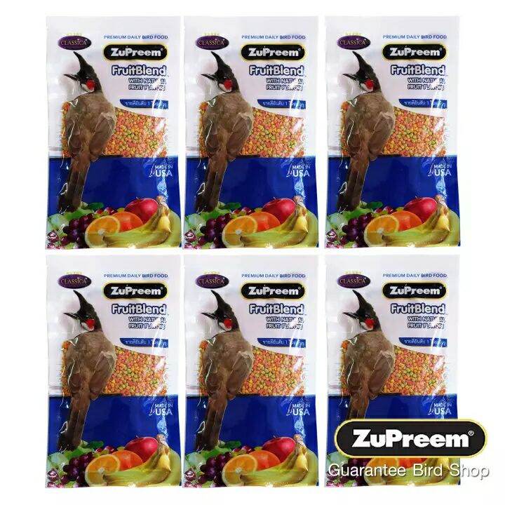 6 ซอง ZuPreem FruitBlend ซูพรีม อาหารนกปรอด นกกรงหัวจุก แบบอัดเม็ด รสธรรมชาติ 100 กรัม