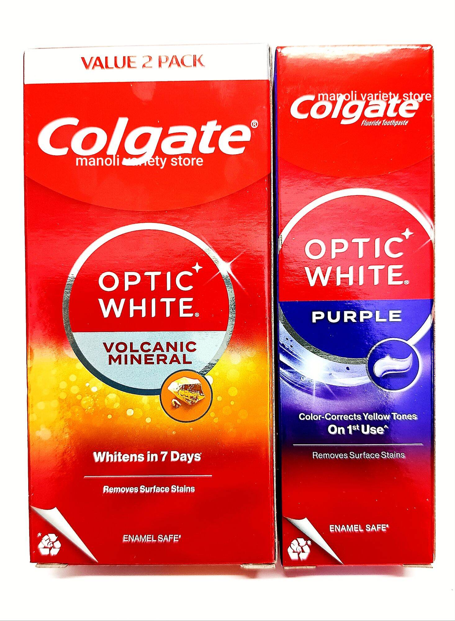 Colgate Toothpaste Optic White (Double Pack or Single Pack, New Package) Volcanic Mineral or Purple 100 Grams Colgate Optic White Volcanic Mineral or Purple Toothpaste 100 Grams