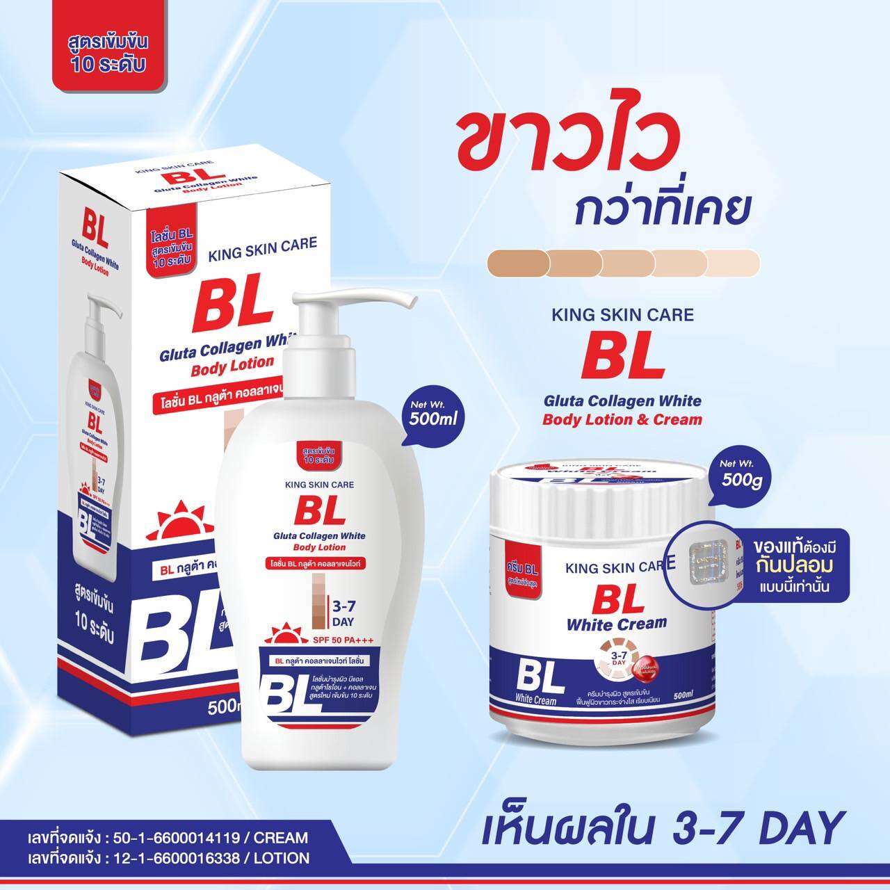 King BL Gluta Collagen White Body lotion บีแอล กลูต้า คอลลาเจน ไวท์ บอดี้ โลชั่น 500ml