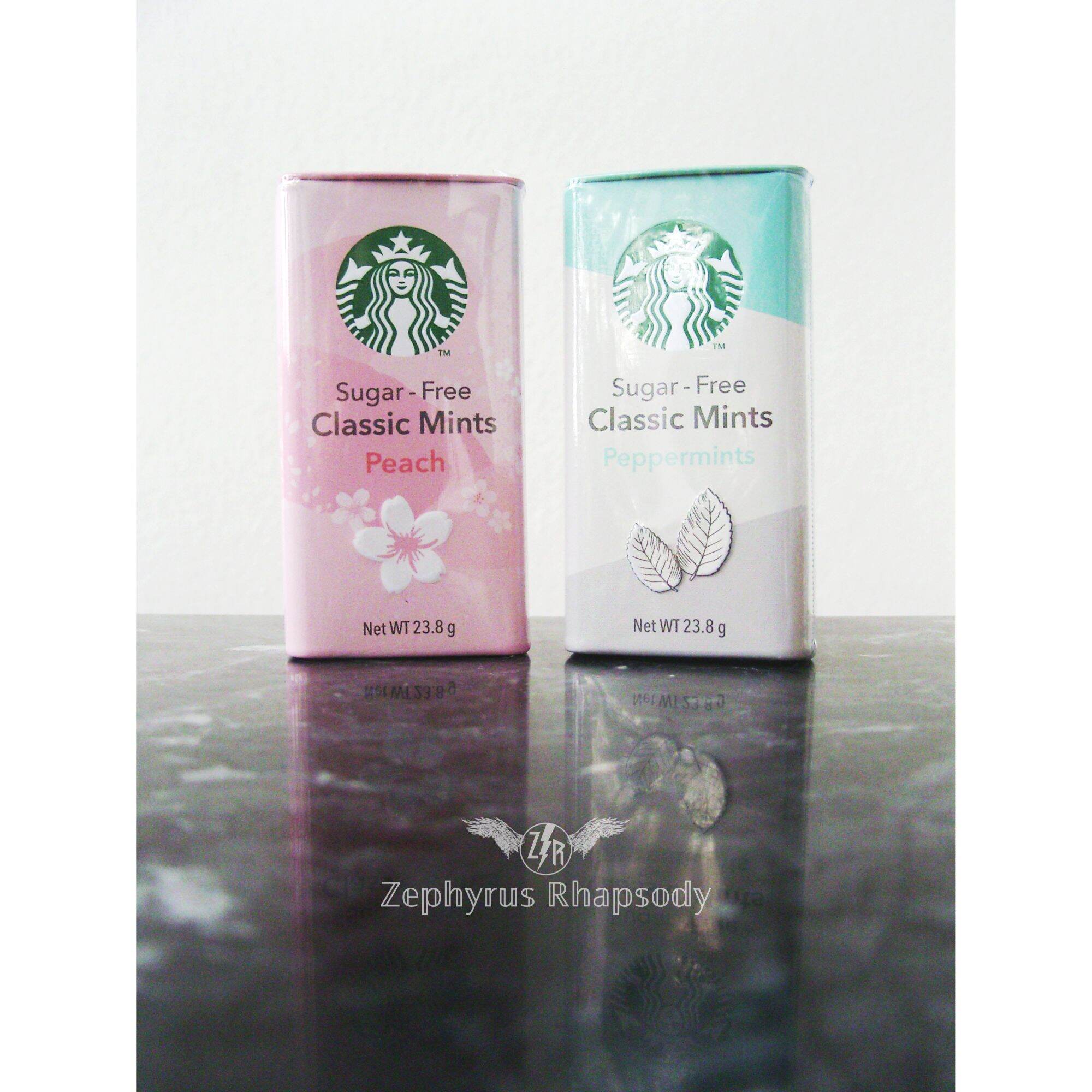 Starbucks : ลูกอมมินต์ปราศจากน้ำตาล ｼ Sugar Free Classic Mints ☆ﾟ彡 รส ❦ Peppermints และรส Peach ლ~